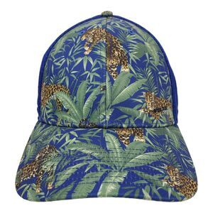 RLX RALPH LAUREN Hat Cap Adult L/XL Blue Floral Leopard Animal Print Fitted Mesh